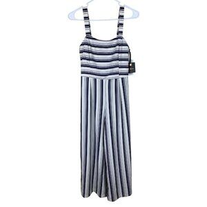 Takara Striped Jumpsuit in Blue Stripe on Cream Juniors Sz 3 NWT *FLAW